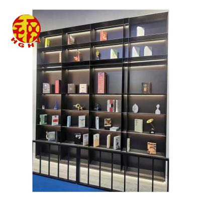 China Royal Black Expandable Metal Vintage Display Cabinet Stainless Steel Large Luxury Wall Build In Niche for sale