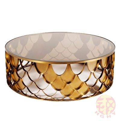 China Dining room table supply round stainless steel gold table coffee table gorgeous stainless steel tea table for sale