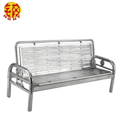 China Leisure Chair Stainless Steel Metal Home Use Leisure Folding Sofa Three Chair Back Bench Single Bed for sale