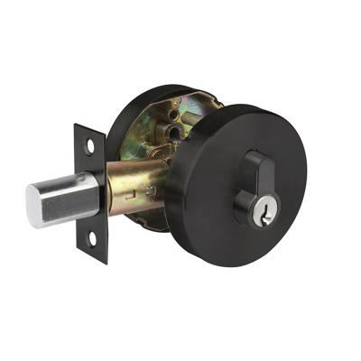 China Suitable for matt black entry finish round rosette security deadbolt lock brass cylinder deadlock for sale