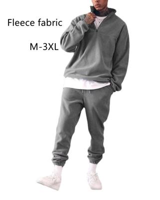 China High Quality QUICK DRY Half Zipper Stand Collar Sweater Suit Jogger Fleece Long Sleeve Men Sets Two Piece for sale