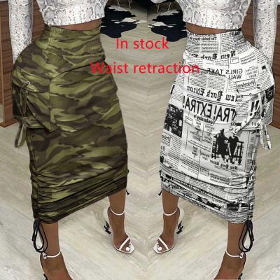 China 2021 New Spring Hot Selling Breathable Ladies Pocket Wrap Knit Winter Bandage Women's Pencil Midi Print Skirt for sale