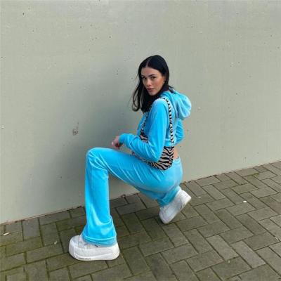 China Anti-pilling New Autumn High Waist Bandage Women's Long-sleeved Sweatpants Tracksuit Crop Two-Piece Set for sale