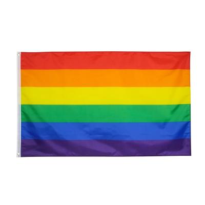 China OTHER Rainbow Gay Pride Flag 100D polyester grommets rainbow flag 150X90CM gay pride flag progress rainbow lgbt flag for sale