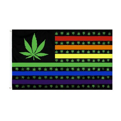 China The OTHER 60X90 90X150cm Rainbow Green Weed Flag For Decoration for sale