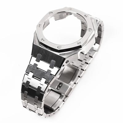 China Silver Stainless Steel Roya l Strap Shell Modification For Oak Watch Case Stainless Steel Ga 2100 Ga2110 Watch Replacement Accessories for sale