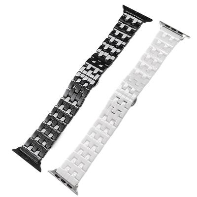 China New Ceramic Black White Ceramic Strap For Iwatch Apple Watch 5 3/4 Se 6 44mm 40mm 42mm Strap Replacement Wristband Watch Accessory for sale