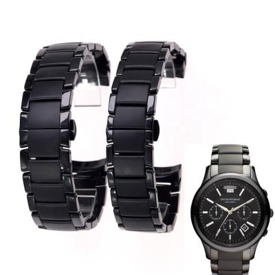 China High Quality Luxury Matte Ceramic Strap 22mm24mm Matte Black Ceramic Watch Band For AR1451 AR1452 Watch Strap Watchband for sale