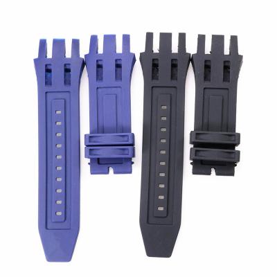 China Rubber Suitable For Silicone Strap Black Blue Rubber Strap 26mm Wristband Bracelet Watch Accessories for sale