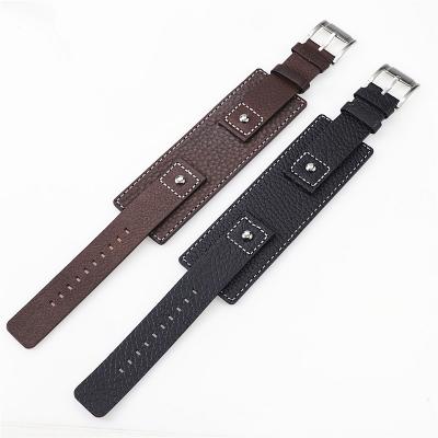 China Leather Suitable For FOSSI Leather Strap Lychee Pattern 20mm Black Brown Universal Strap Watch Band Strap Watch Band Accessories for sale