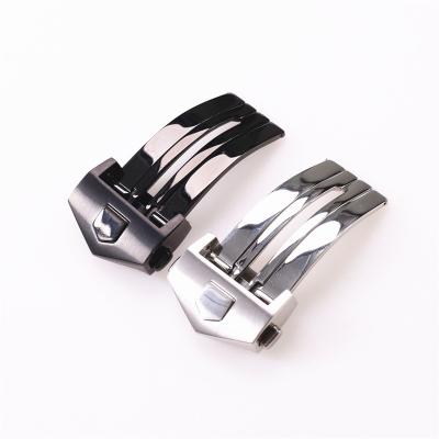 China Stainless Steel Suitable For Strap Buckle Silicone Rubber Leather Watch With Folding Buckle Strap 18 20 22mm Watch Clasp Accessories for sale