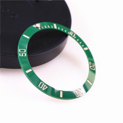 China Ceramic For Sapphire Luminous 38mm Emerald Green Original Ceramic Embed Sapphire Luminous 38mm Bezel Dive Insert Ring Clean Font Rlx Submarine for sale