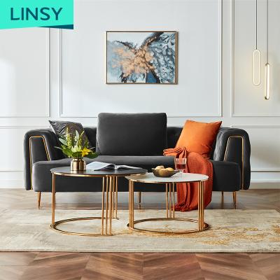 China Linsy Velvet Chesterfield Sofa Hot Sale Upholstery Couch Modular Living Room Sofa Set Modern Chesterfield Button Embellished Sofas RBC1K for sale