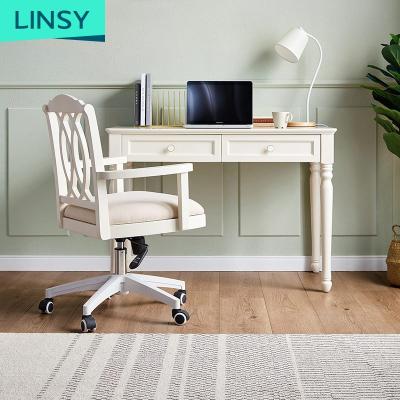 China Linsy Style Study Study Computer Desk Modern Korean Rural White Ministry of Interior Furniture European Wooden Desk BD3V for sale