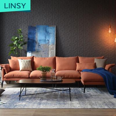 China Linsy Living Room Furniture Modular Modern Sofa Set Design Sectional Fabric Sofa RAG1K for sale