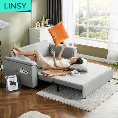 China Linsy Modular Sofa Cama Convertible Matrimonial Portable Folding Modern Sofa Cum Bed Living Room Furniture LS500FC1 With Storage for sale