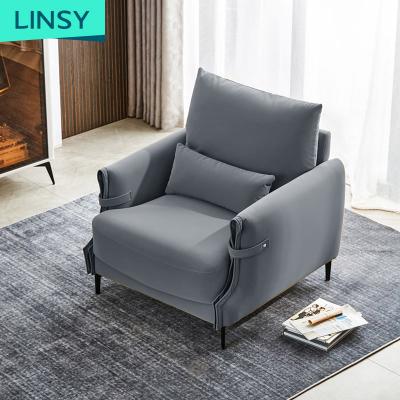 China Linsy Gray Arm Sofa Set Furniture Modern Convertible Apartment Yellow Fabric Leisure Accent Luxury Living Room Chairs Dy32 for sale