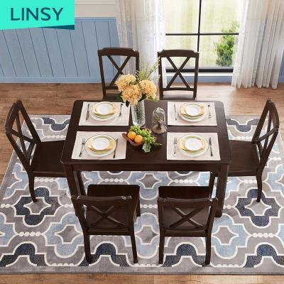 China (Other) Linsy Adjustable Antique Dining Sets Furniture Table Dining Table Sets Natural Wood Walnut Wood Dining Table Chairs CZ1R for sale