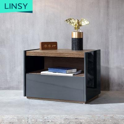 China (Other) Linsy Adjustable Nightstands Modern For Lux Wooden Storage Box Cabinet Black Bedside Table Wood Nightstand DY3B Bedroom Furniture for sale