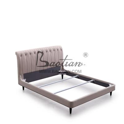 China Wall Bed Button Tufted Leather Italian Bed With Extended Headboard for sale