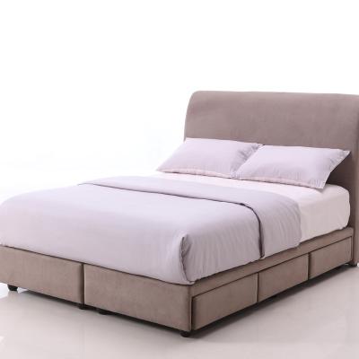 China Modern Bedrooms Solid Wood Design Contracted Leather / Fabric Bed With Drawer for sale