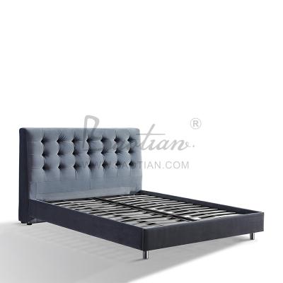 China Chesterfield Tufted Upholstered Soft Bedside Fabric Bed With Headboard Bedroom Furniture French Style for sale