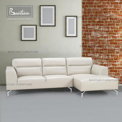 China New Baotian Furniture Manufacture Sectional Leather Chrome Legs Sectional Sofa for sale