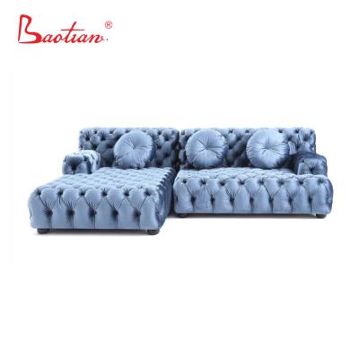 China Chesterfield SOFA Upholstered Classic Vintage Italy Button Fabric Chesterfield Tufted Sofa With Chaise for sale