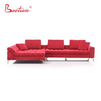 China Italian Style Modern Design Living Room Furniture Red Velvet Comfort Sofa With No Back Cushion for sale