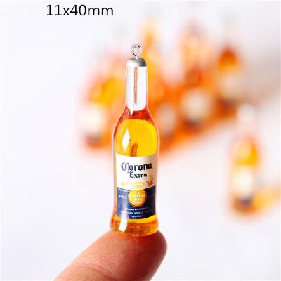 China 100pcs TRENDY 3D Simulation Beer Bottle Resin Charms For Jewelry Making Bracelet Earrings Necklace Accessories for sale