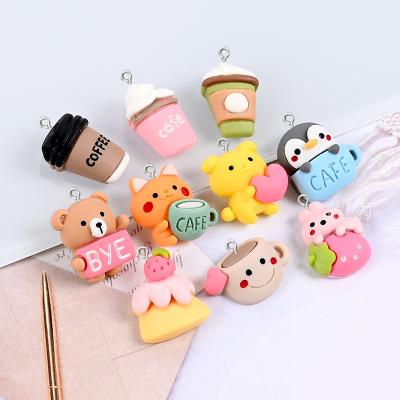 China FASHIONABLE Cartoon Cups Animal Resin Charms Pendants For Jewelry Findings DIY Handmade Making Earrings Necklace Key Chain Accessories for sale