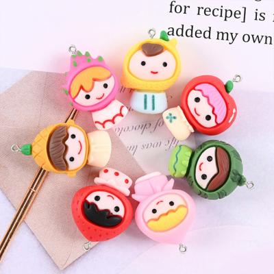 China FASHIONABLE Cute Cartoon Strawberry Pineapple Lemon Doll Resin Charms For Jewelry Making Diy Earrings Necklace Accessories for sale