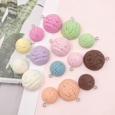 China TRENDY Simulation Ice Cream Ball Resin Charms Pendants For Necklace Earring Keychain Jewelry Making Accessories for sale