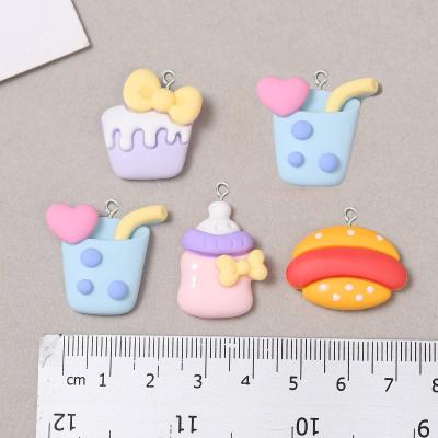 China TRENDY Mini Cute Ice Cream Drinks Burger Resin Charms For Jewelry Making DIY Handmade Earrings Necklace Accessories for sale