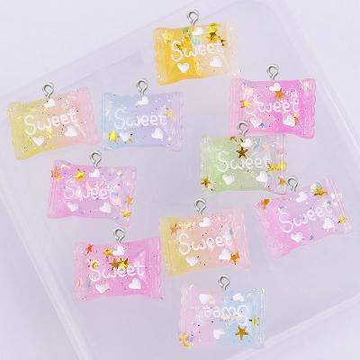 China TRENDY Glitter Resin Candy Charm For Key Chain Earring Necklace Jewelry Making DIY Craft Cabochon Flatback Pendants for sale