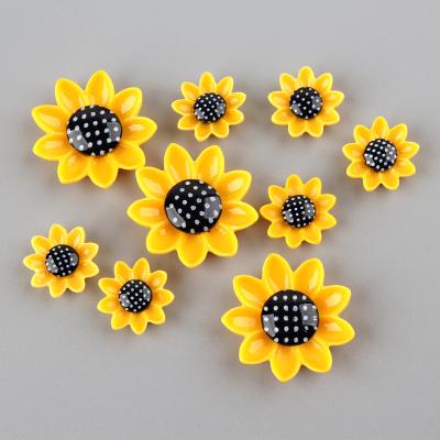 China Europe 15/20/26mm Sunflower Resin Cabochon Flat Back Scrapbooking Fit Phone Decoration DIY Jewelry Making Accessories for sale