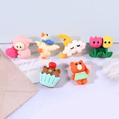 China Korean Cute Animals Moon Resin Cabochon Embellishments Earrings Charms DIY Scrapbooking Flat Back Hair Accessories Phone Decor for sale