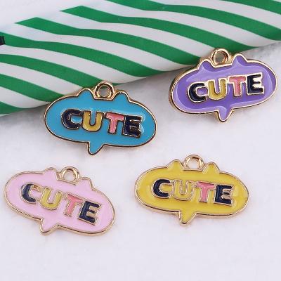 China 100Pcs Cute Cartoon Letter Alloy Enamel Charms Pendants For Earrings Bracelet Necklace Jewelry Making DIY Handmade Accessories for sale