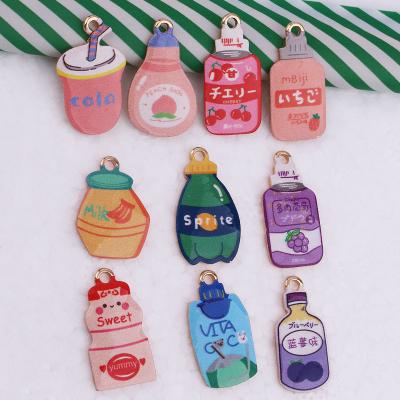 China 100Pcs Cute Cartoon Drink Bottle Alloy Enamel Charms Pendants For Jewelry Making Findings DIY Supplies For Necklace Bracelet for sale