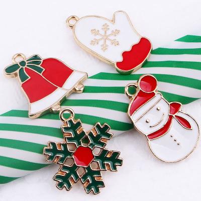 China TRENDY 100Pcs Christmas Snowman Snowflake Bell Alloy Enamel Pendants Charms For Jewelry Making Earrings Necklace Keychains Accessories for sale