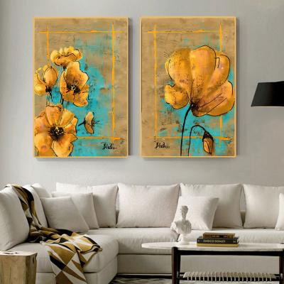 China PVC Wall Art Abstract Painting Yellow Color Luxury Canvas or Flowers Oil Painting Posters and Prints for sale