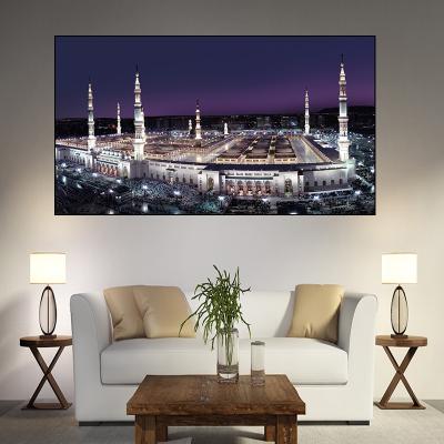 China Modern Muslim Mosque Painting Luminous Light Art Painting On Canvas Home Wall Decor for sale