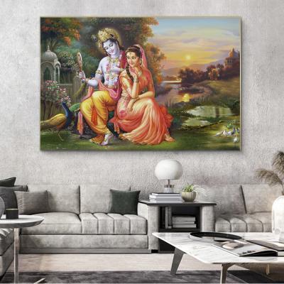 China Divine love at home Radha Krishna Canvas Painting Indian Religion of Decorations.Gifts and swan sewing home decorative posters for sale