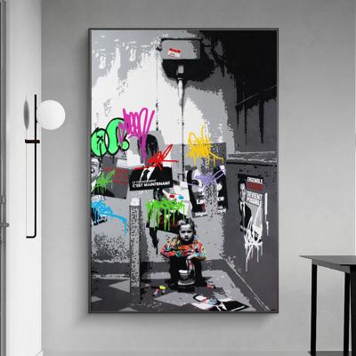 China Modern Wall Art Posters Prints Banksy Graffiti Art Canvas Painting On The Wall for sale