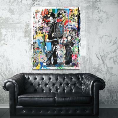 China Modern Pop Art The King of Street Art Paintings Graffiti Canvas Comedy Chaplin Posters and Prints for sale