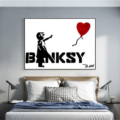 China Modern Girly Girl Holding A Balloon Canvas Painting Graffiti Art Wall Poster Banksy Street Art Prints Picture For Kids Room Decor for sale