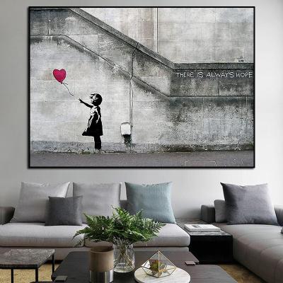 China Modern Noise Art Kids Heart Poster Banksy Canvas Painting Graffiti Wall Cuadros And Print Modern Home Room Decoration Pictures for sale