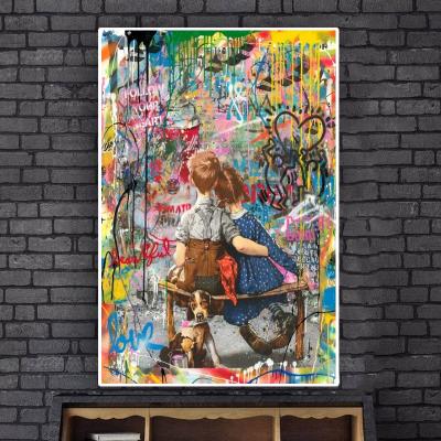 China Banksy Art Modern Paintings My Childhood Besd Friends On Wall Street Art Graffiti Canvas Posters And Print Pop Art For Home Decor for sale