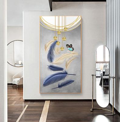 China Painting Wall Art Oil Painting Poster Print Feather Butterfly Pearl Nordic Modern Canvas Pictures In Livingroom Home Decor for sale