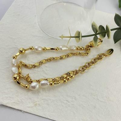 China Trendy Trendy Jewelry Natural Pearl Double-Layer Stacked Chain Popular Hip-Hop BRACELET For WOMEN for sale